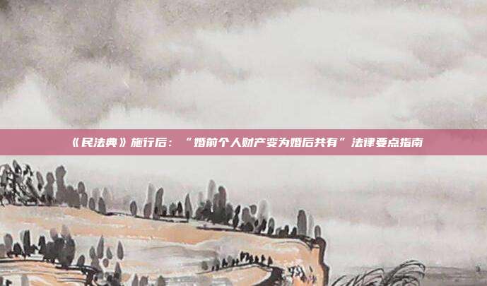 《民法典》施行后：“婚前個(gè)人財(cái)產(chǎn)變?yōu)榛楹蠊灿小狈梢c(diǎn)指南