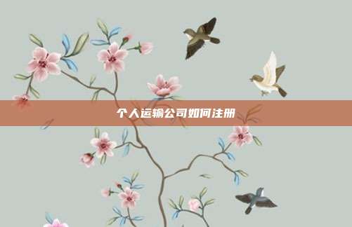 個人運輸公司如何注冊