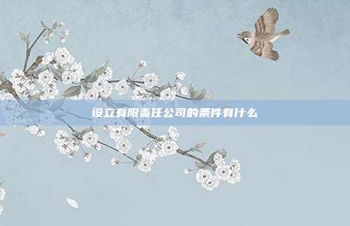 設立有限責任公司的條件有什么