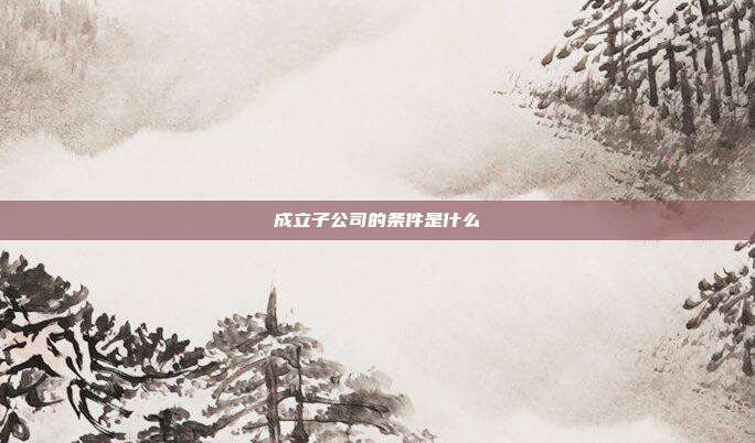 成立子公司的條件是什么