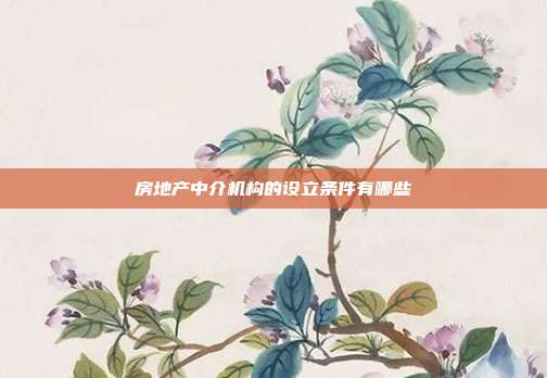 房地產中介機構的設立條件有哪些