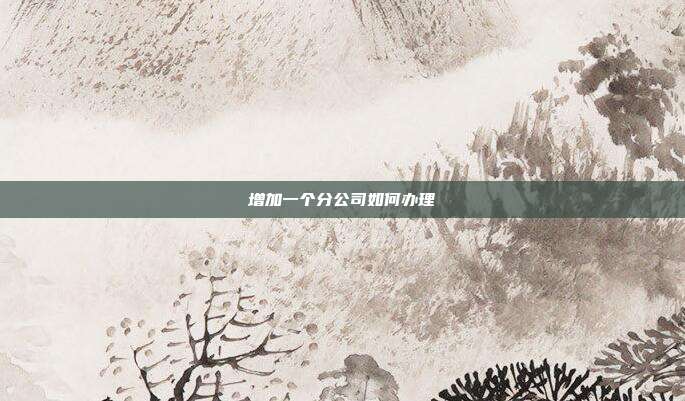 增加一個(gè)分公司如何辦理