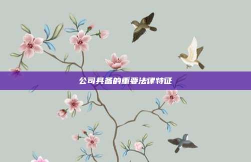 公司具備的重要法律特征