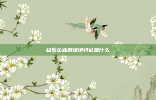 合伙企業的法律特征是什么