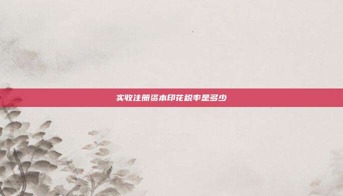 實收注冊資本印花稅率是多少