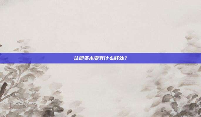 注冊資本變有什么好處？