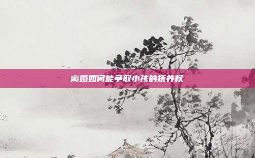離婚如何能爭取小孩的撫養權