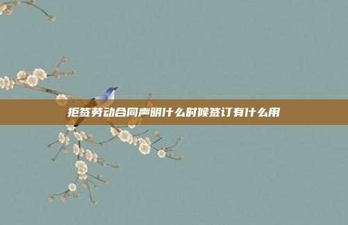 拒簽勞動合同聲明什么時候簽訂有什么用