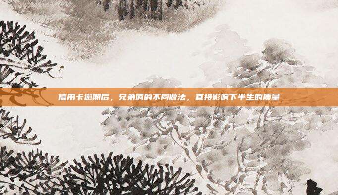 信用卡逾期后,兄弟倆的不同做法,直接影響下半生的質(zhì)量