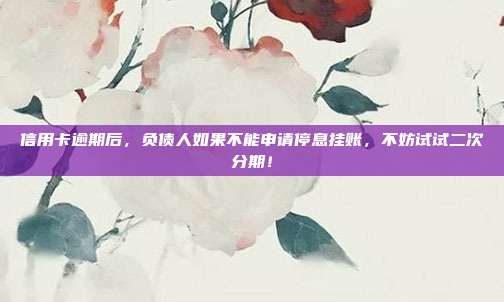 信用卡逾期后，負債人如果不能申請停息掛賬，不妨試試二次分期！