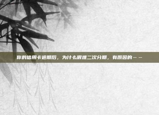 你的信用卡逾期后，為什么很難二次分期，有原因的……