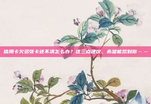 信用卡欠多張卡還不清怎么辦?這三點建議,希望能幫到你……