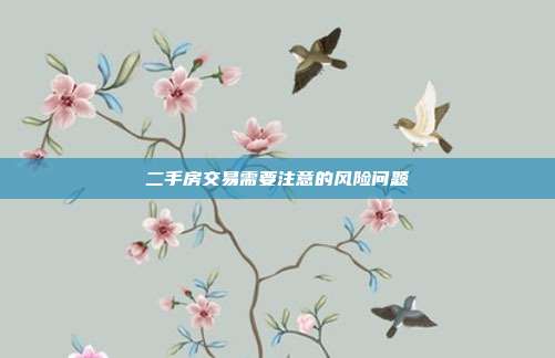 二手房交易需要注意的風險問題