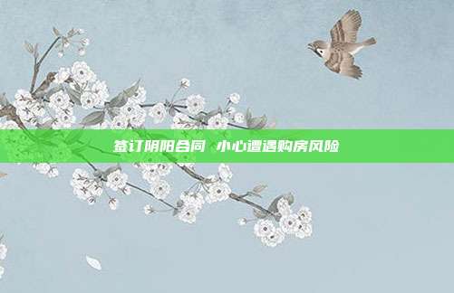 簽訂陰陽合同 小心遭遇購房風險