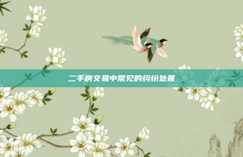 二手房交易中常見的糾紛處置