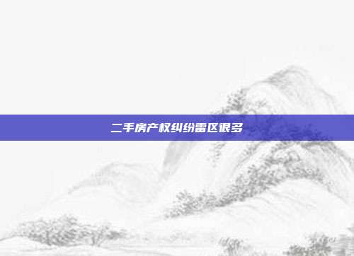 二手房產權糾紛雷區很多