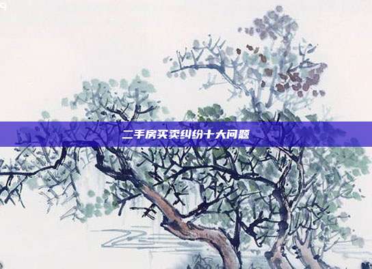 二手房買賣糾紛十大問題