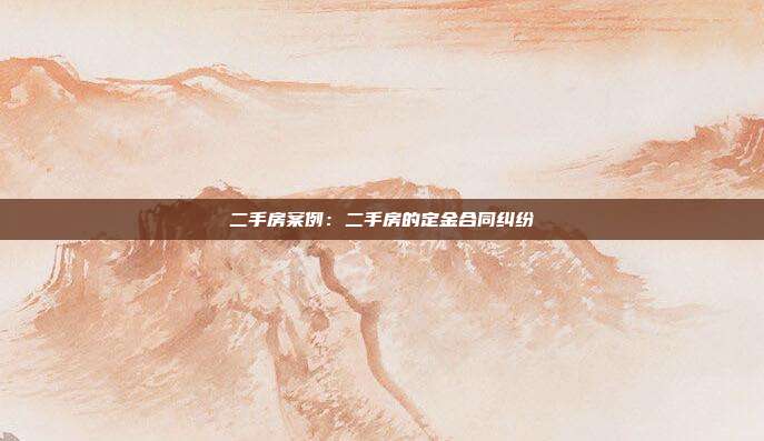 二手房案例:二手房的定金合同糾紛