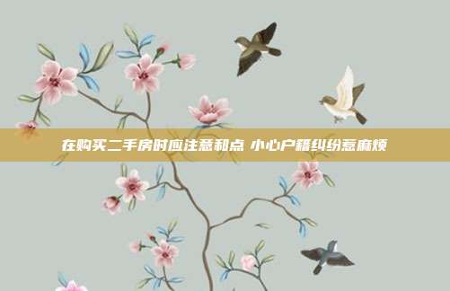 在購買二手房時(shí)應(yīng)注意和點(diǎn) 小心戶籍糾紛惹麻煩