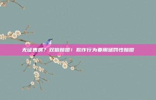 無證售房?雙倍賠償!欺詐行為要用懲罰性賠償