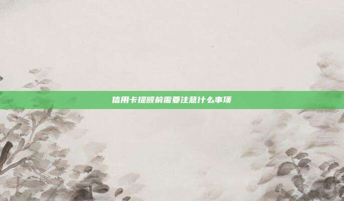 信用卡提額前需要注意什么事項