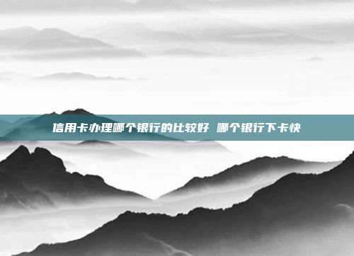 信用卡辦理哪個銀行的比較好 哪個銀行下卡快