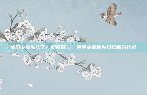 信用卡被凍結了？如何解封，速速來看教你幾招解封技術