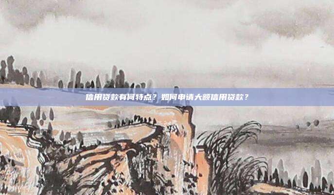 信用貸款有何特點？如何申請大額信用貸款？