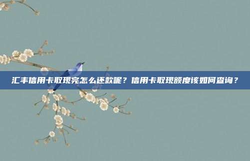 匯豐信用卡取現完怎么還款呢?信用卡取現額度該如何查詢?