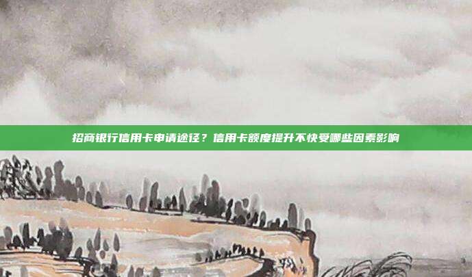 招商銀行信用卡申請途徑?信用卡額度提升不快受哪些因素影響