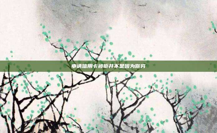 申請信用卡被拒并不是因為你窮