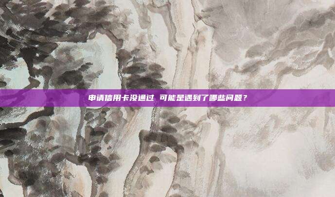 申請信用卡沒通過 可能是遇到了哪些問題?