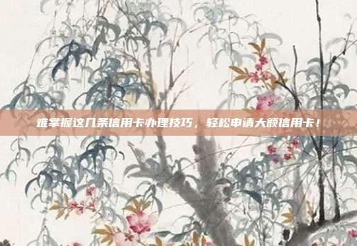 難掌握這幾條信用卡辦理技巧,輕松申請大額信用卡!