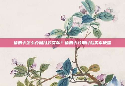 信用卡怎么分期付款買車?信用卡分期付款買車流程