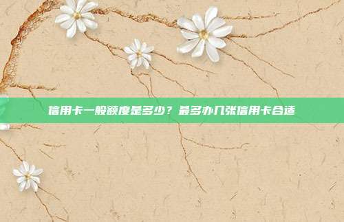 信用卡一般額度是多少?最多辦幾張信用卡合適