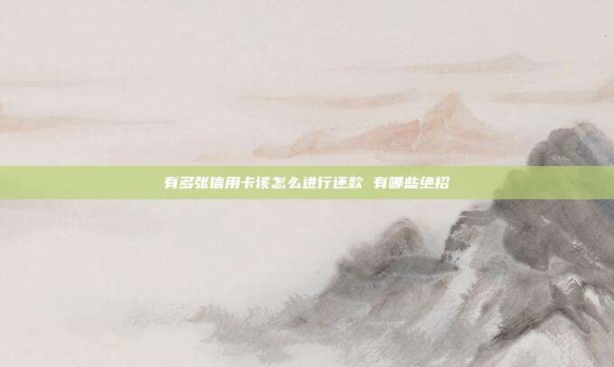 有多張信用卡該怎么進行還款 有哪些絕招