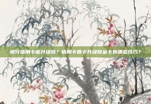 銀行信用卡能升級(jí)嗎?信用卡普卡升級(jí)稱金卡有哪些技巧?