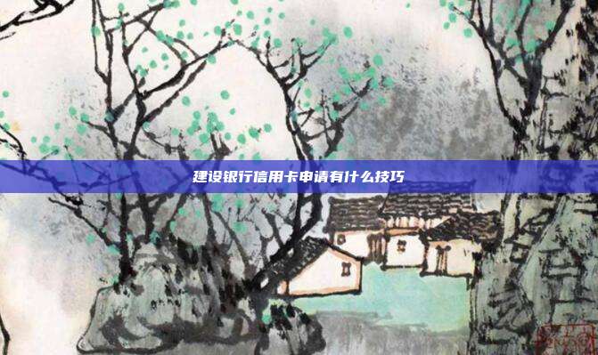 建設(shè)銀行信用卡申請有什么技巧