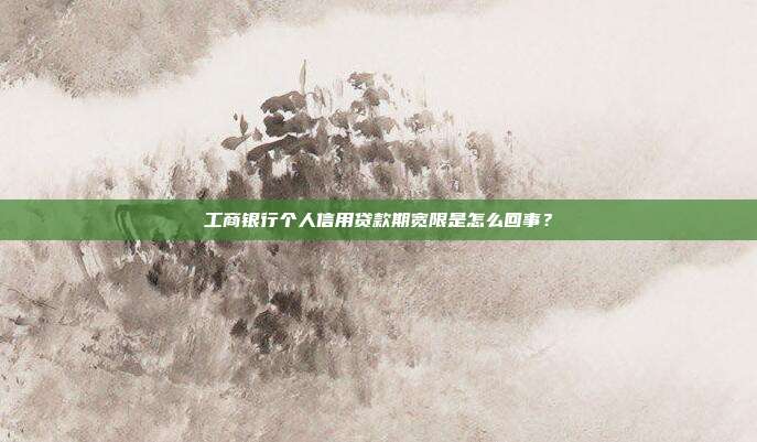 工商銀行個人信用貸款期寬限是怎么回事？