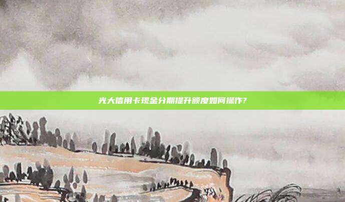 光大信用卡現(xiàn)金分期提升額度如何操作?