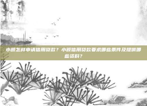 小額怎樣申請信用貸款?小額信用貸款要求哪些條件及提供哪些資料?