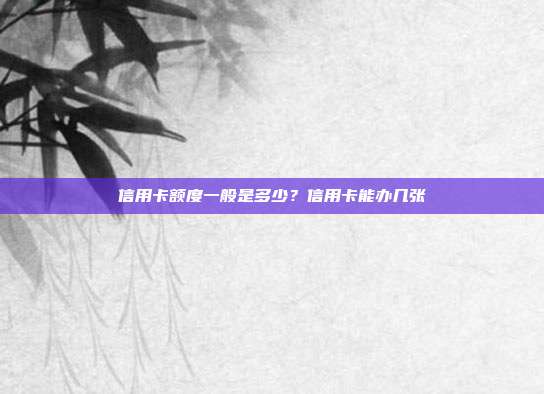 信用卡額度一般是多少?信用卡能辦幾張