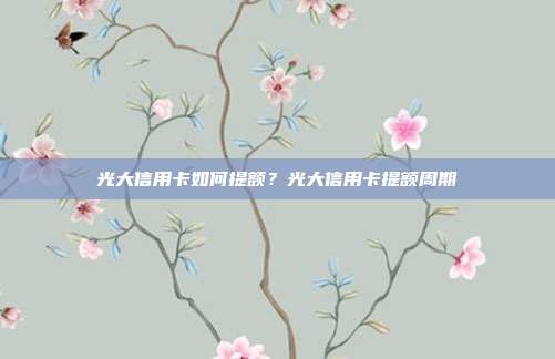 光大信用卡如何提額?光大信用卡提額周期