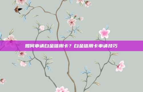 如何申請白金信用卡?白金信用卡申請技巧