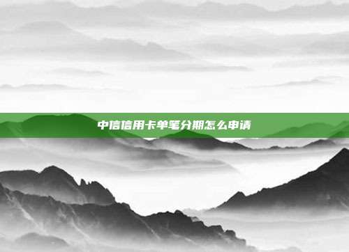 中信信用卡單筆分期怎么申請(qǐng)