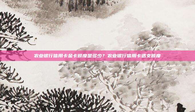 農業銀行信用卡金卡額度是多少?農業銀行信用卡透支額度