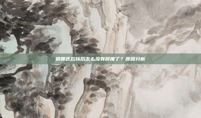 借唄還款以后怎么沒有額度了?原因分析