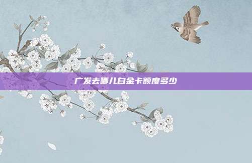廣發去哪兒白金卡額度多少