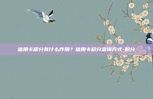 信用卡積分有什么作用?信用卡積分查詢方式-積分