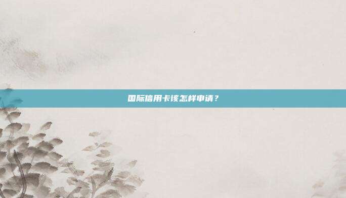 國際信用卡該怎樣申請?